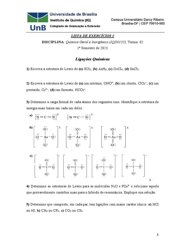 Lista de Exercícios 3 | PDF | Orbital molecular | Ligação química, image size:768x1024