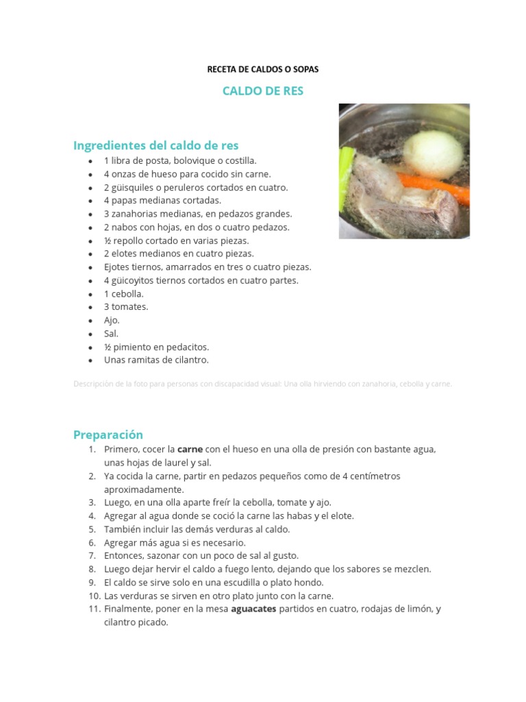 Recetas de Caldo de Res y Sopas | PDF | Sopa | Caldo
