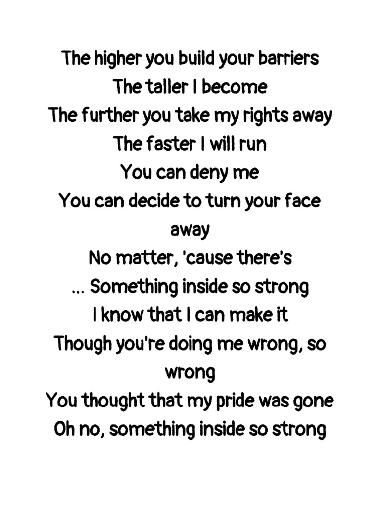 Something Inside So Strong Lyrics | PDF