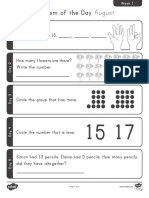 Kindergarten Math Problem of The Day August Activity