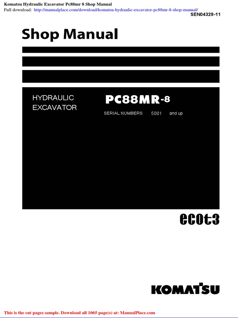 Manuel De Pièces Hydrauliques Komatsu PC88MR-8 - Catalogue Complet S/N - Occasion