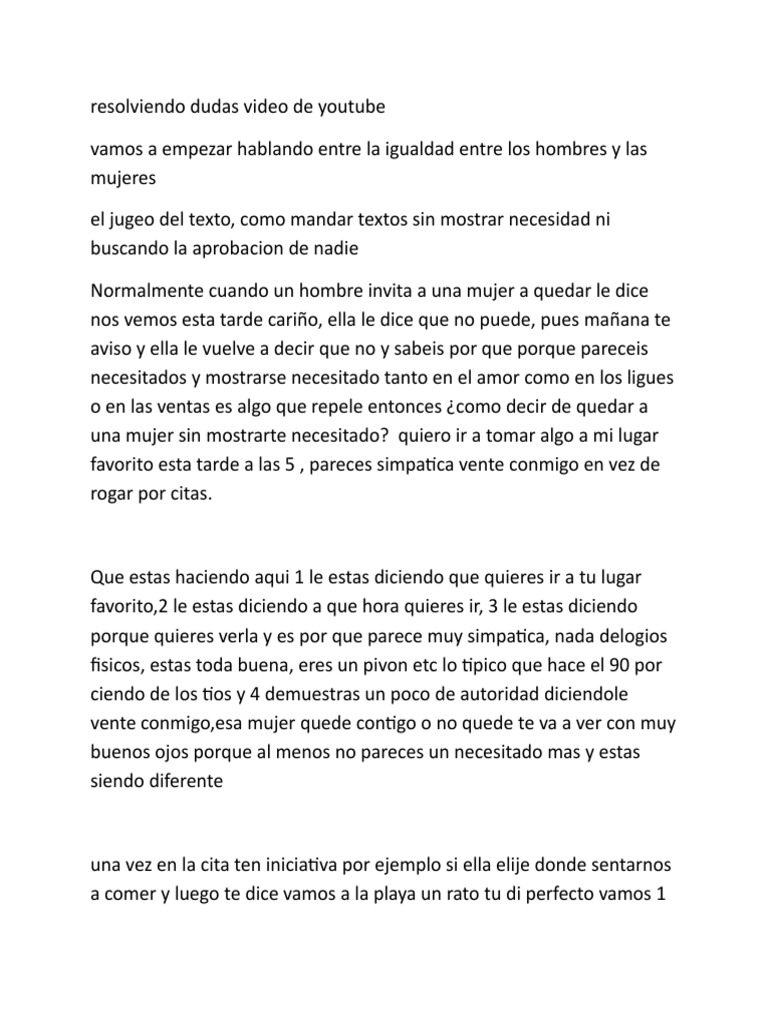 Texto para Video de Youtube | PDF | Relaciones personales, crianza y ...