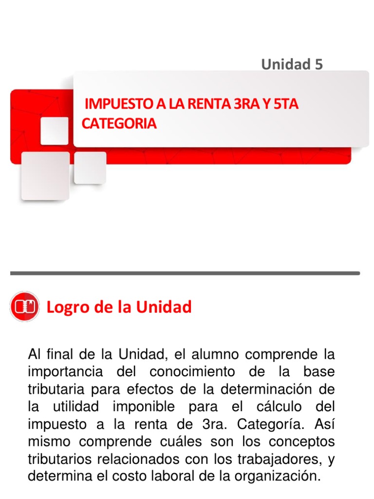 Unidad 5 Impuesto A La Renta 3ra y 5ta Categoria | PDF | Impuesto sobre ...