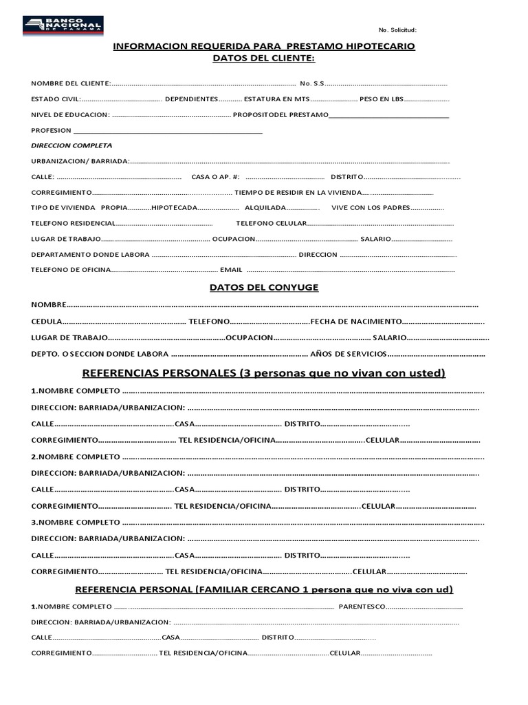 Solicitud de Prestamo | PDF | Bancos | Industrias de servicio