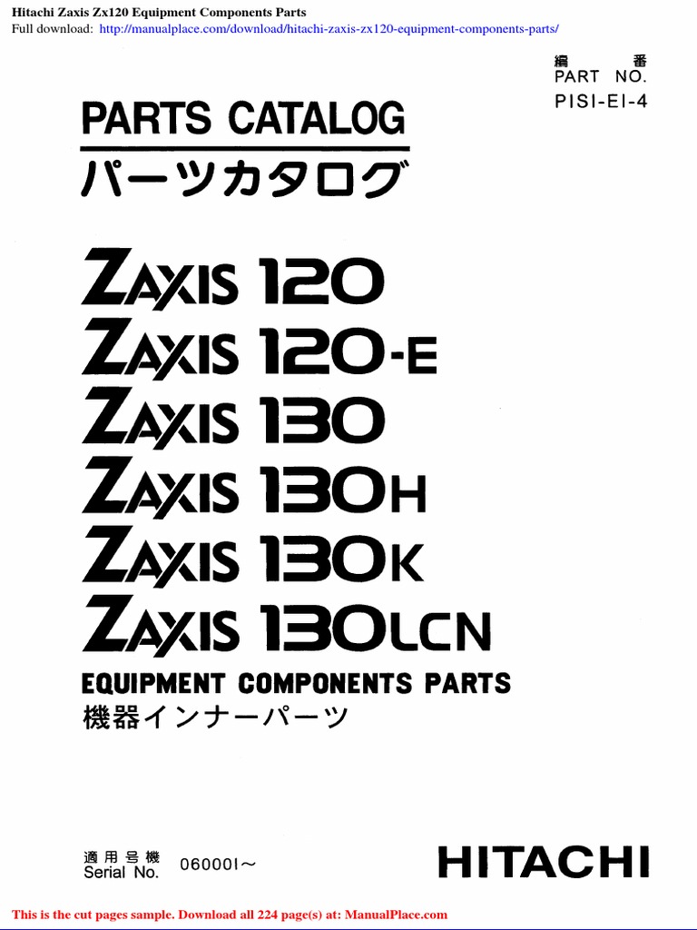 Hitachi Zaxis Zx120 Equipment Components Parts | PDF