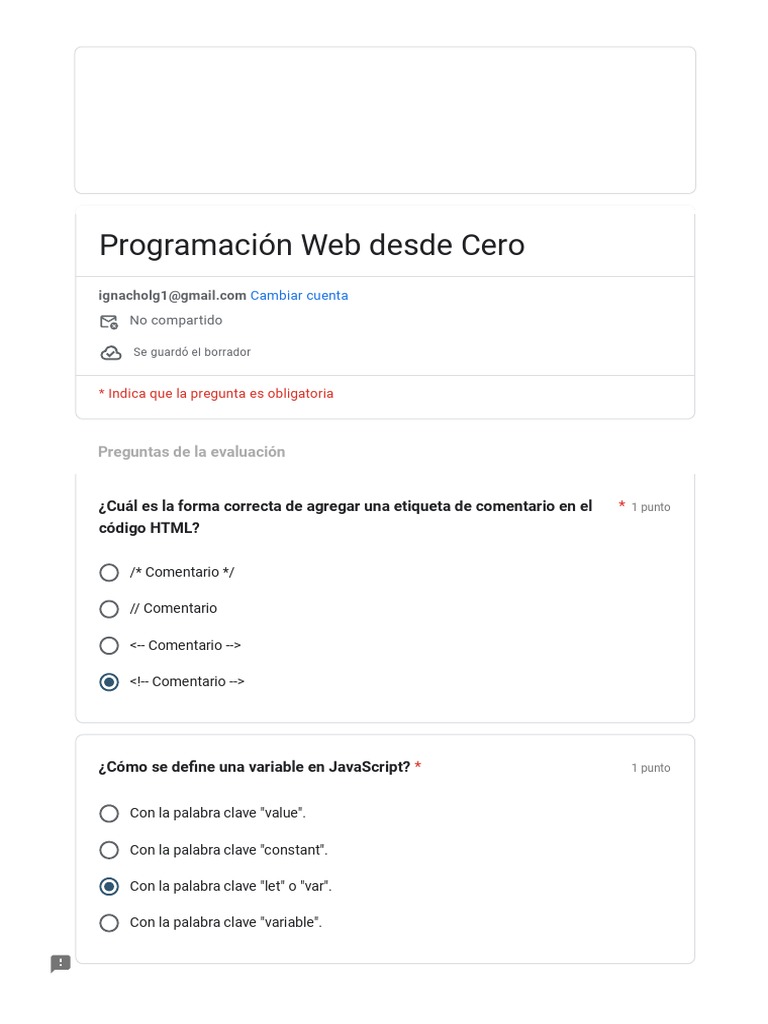 Evaluación de Programación Web Básica | PDF | HTML | Script Java