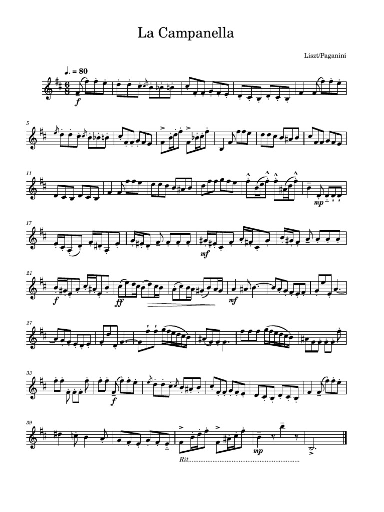 La Campanella Violin Easy Pdf Musical Compositions Classical