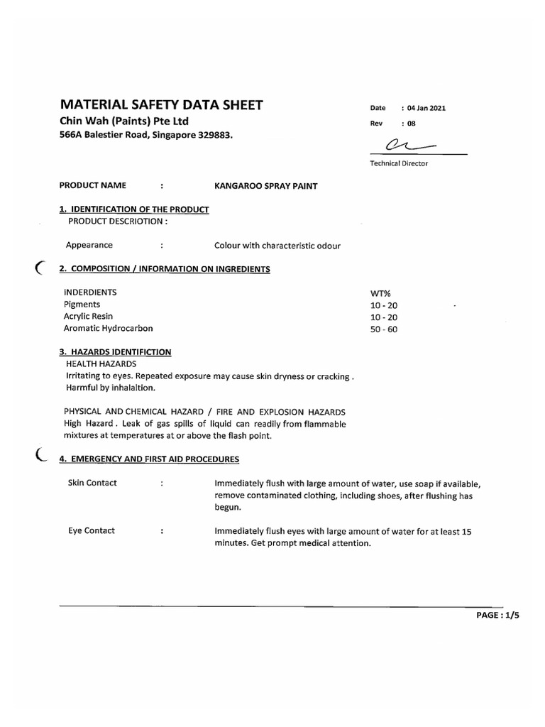 Kangaroo Spray MSDS PDF