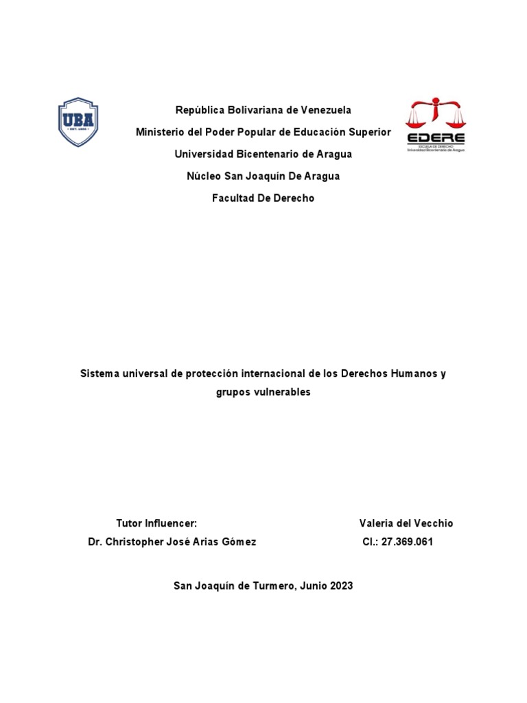 Sistema Universal de Protección Internacional de Los Derechos Humanos y ...