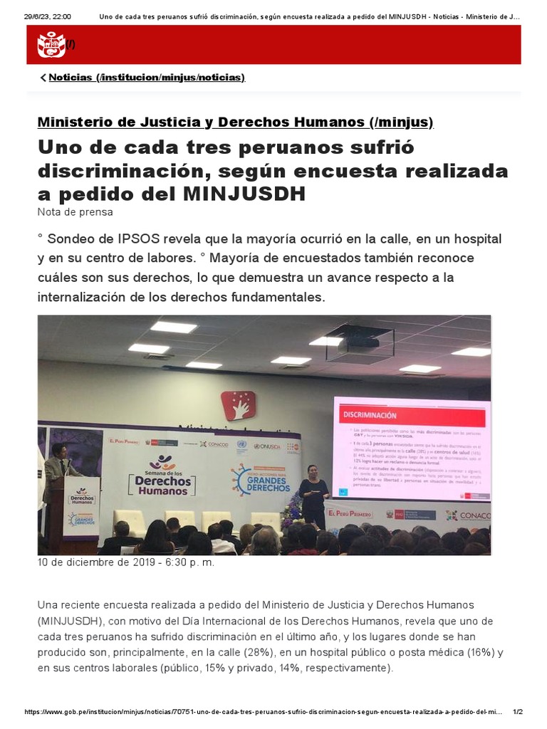 Uno de Cada Tres Peruanos Sufrió Discriminación, Según Encuesta ...