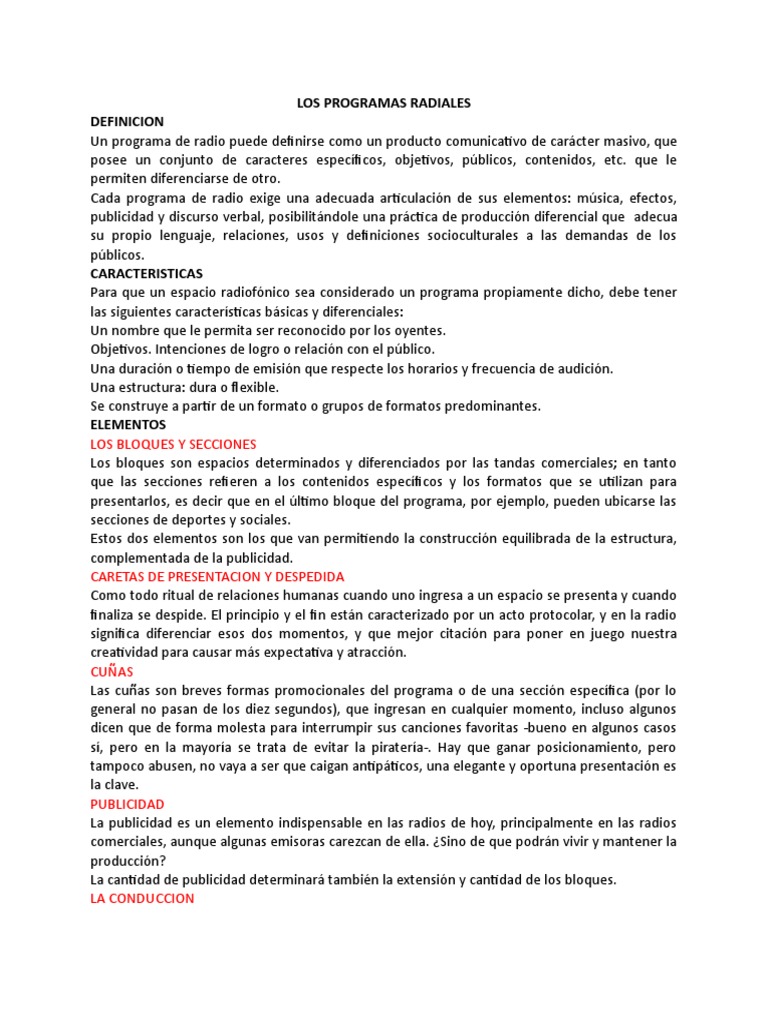 La Programación Radial | PDF | Radiodifusión | Publicidad