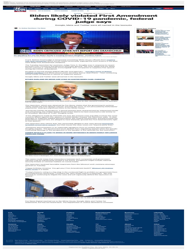 Biden Likely Violated First Amendment During COVID19 Pandemic PDF