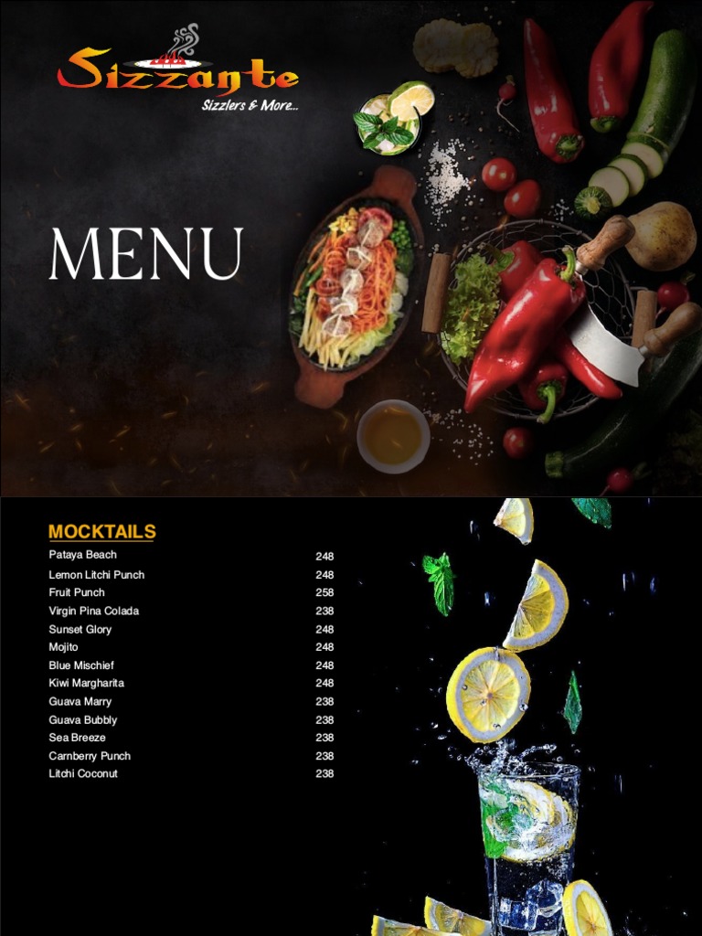 Sizzante Sizzlers Menu PDF Pizza Pasta