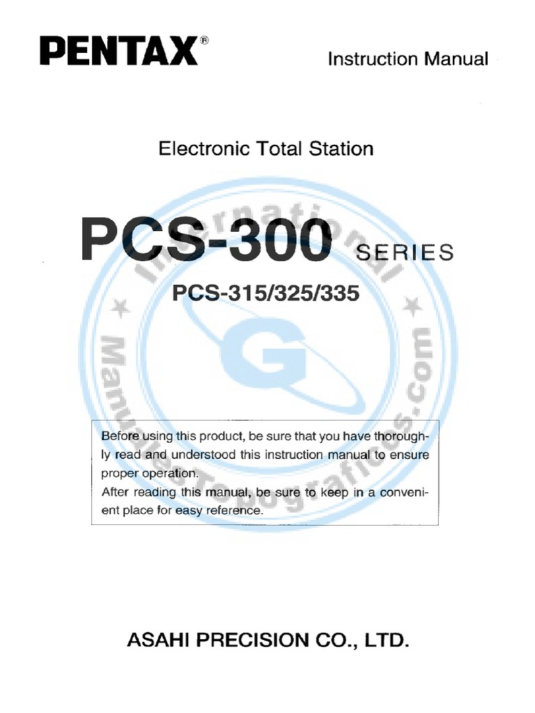Pentax Manual Estacion Total Serie PCS 300 en | PDF