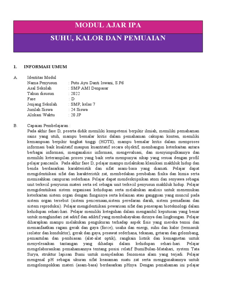 Modul Ajar Ipa Bab 3 | PDF