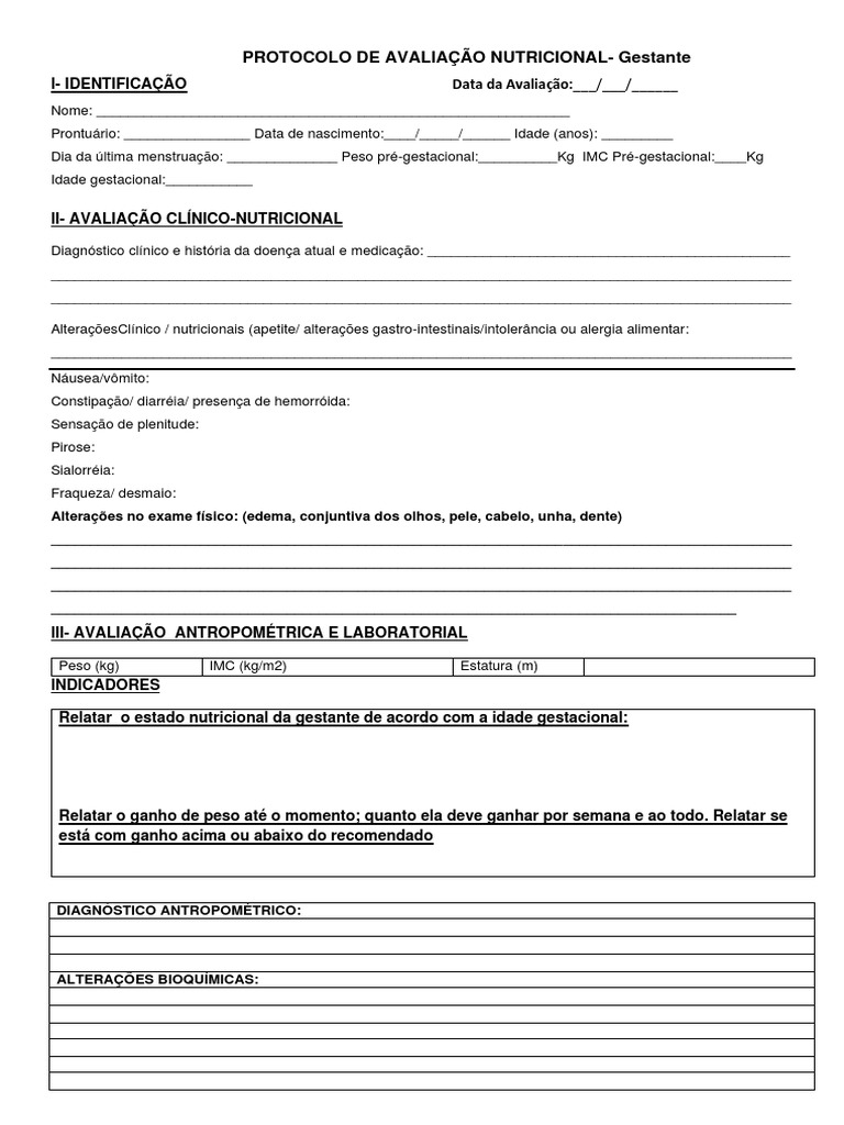 Protocolo de Avaliação Nutricional Gestante | PDF | Gravidez | Saúde ...