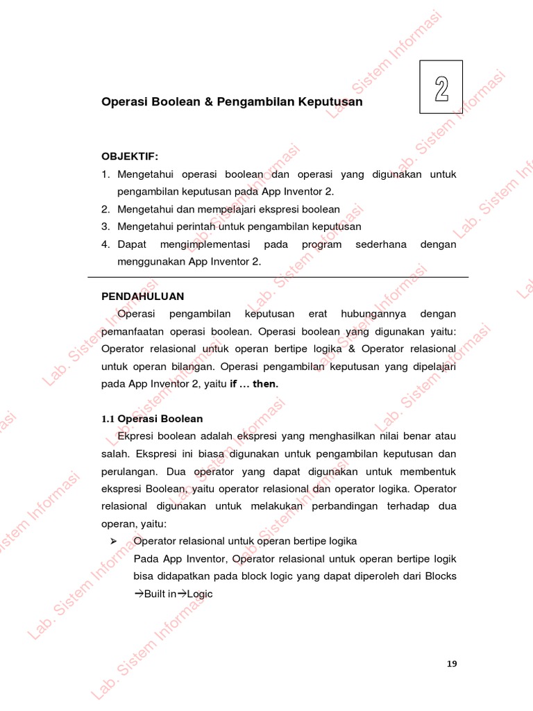 Operasi Boolean dalam App Inventor 2 | PDF