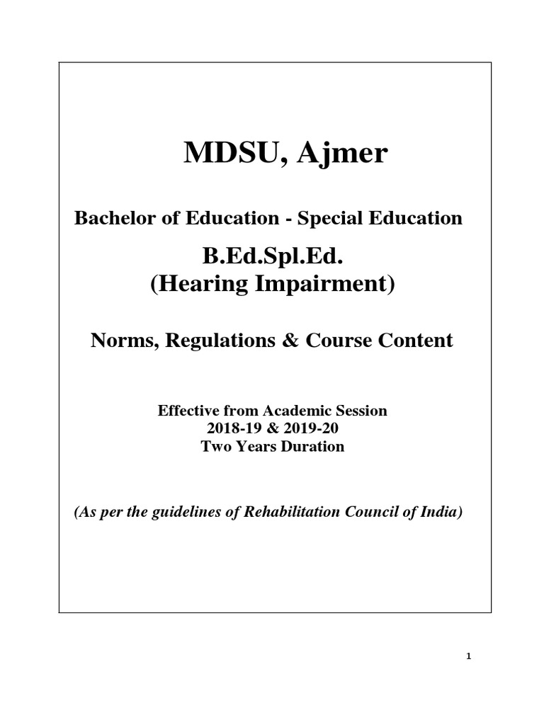 681 537 MDSU B.Ed. Special Edu. (HI) Final 201819 & 201920 PDF