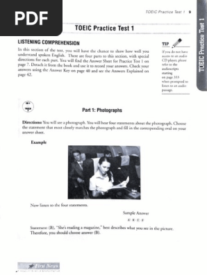 TOEIC Listening Practice Test 1 | PDF
