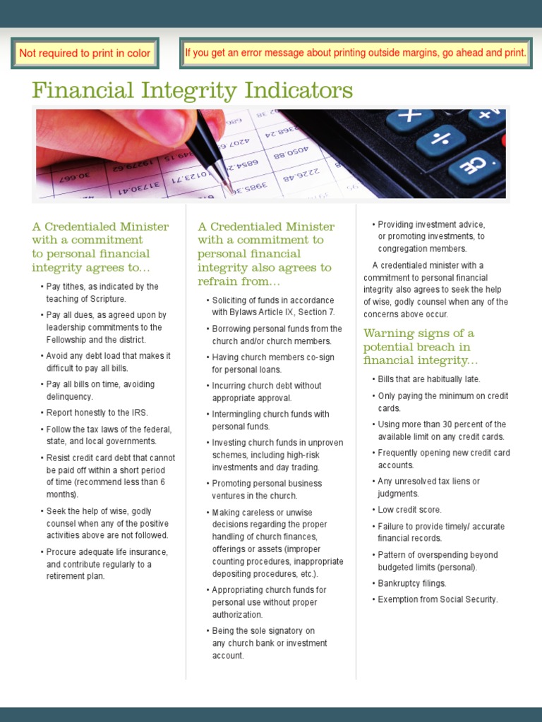 Financial Integrity Guidelines for Ministers | PDF | Credit | Finance ...