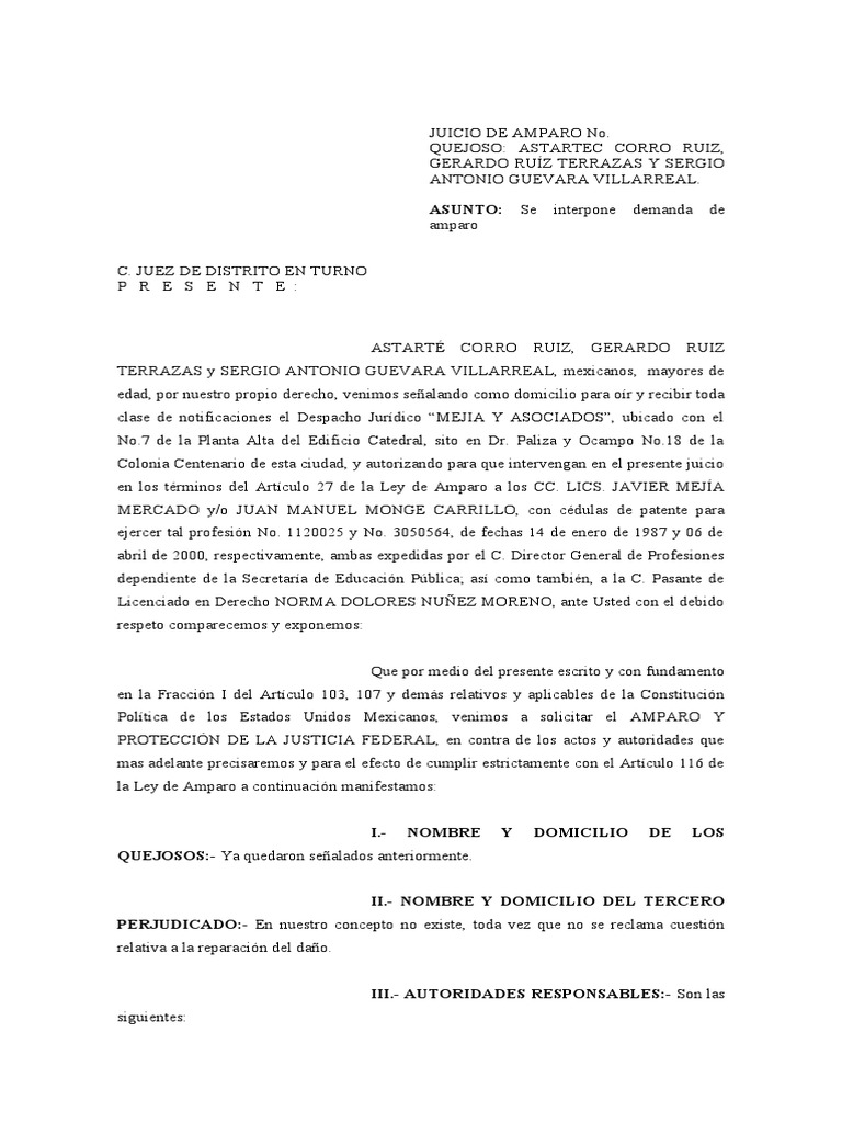 Amparo contra orden de aprehensión | PDF | Detención (encarcelamiento ...