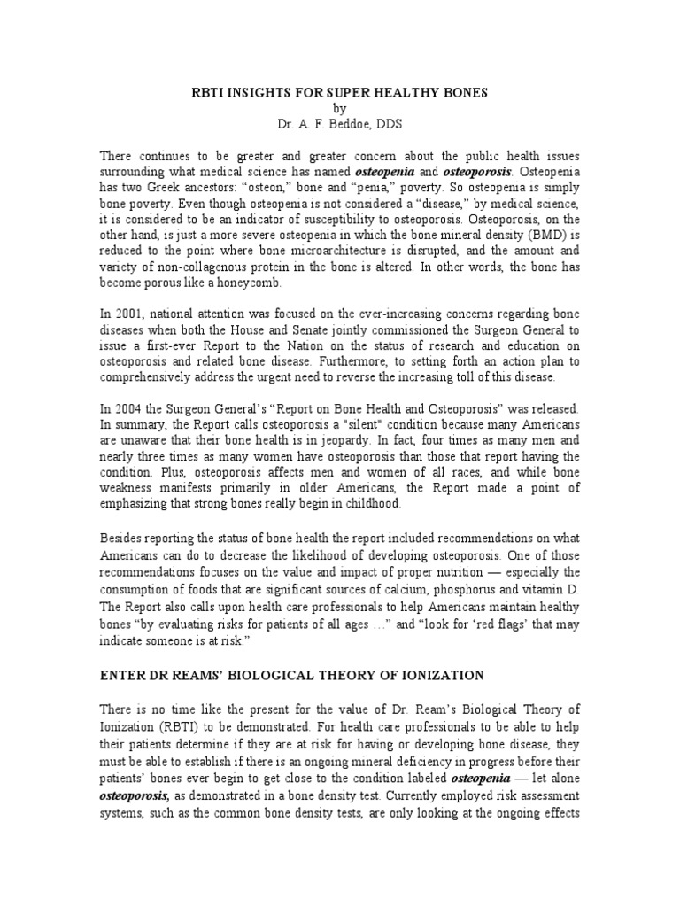 RBTI for Optimal Bone Health | PDF | Osteoporosis | Bone