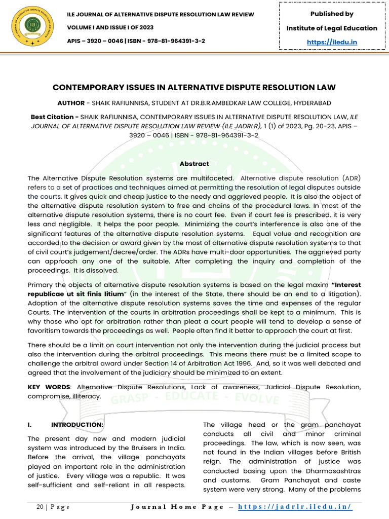Alternative Dispute Resolution Law Definition
