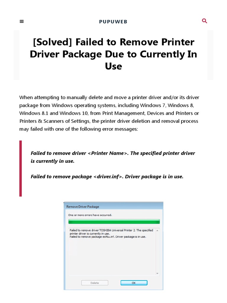PRINTER TIDAK BISA HAPUS PRINTER Failed To Remove Printer Driver