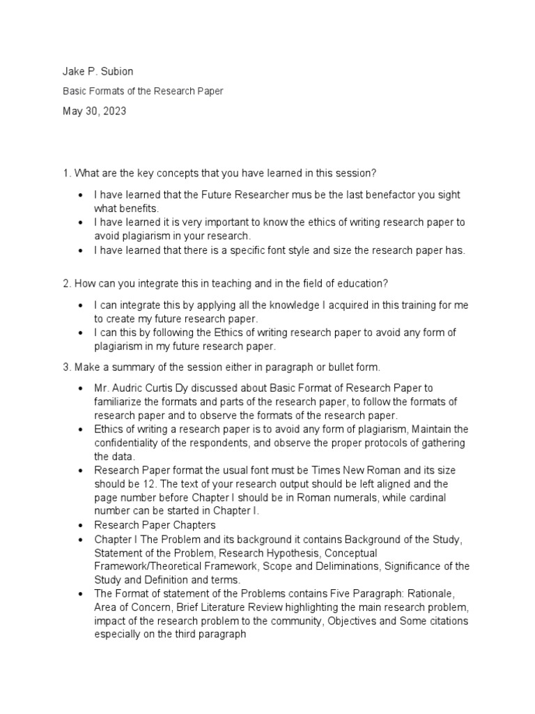 Basic Research Paper Formats Explained | PDF | Academic Publishing | Data