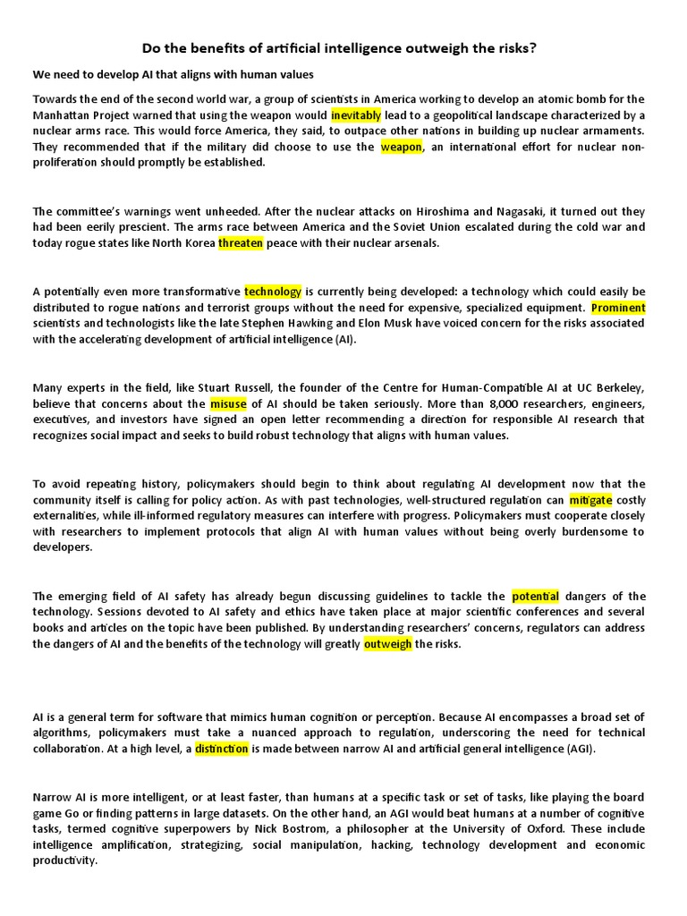AI Risks and Benefits for Policymakers | PDF | Artificial Intelligence ...