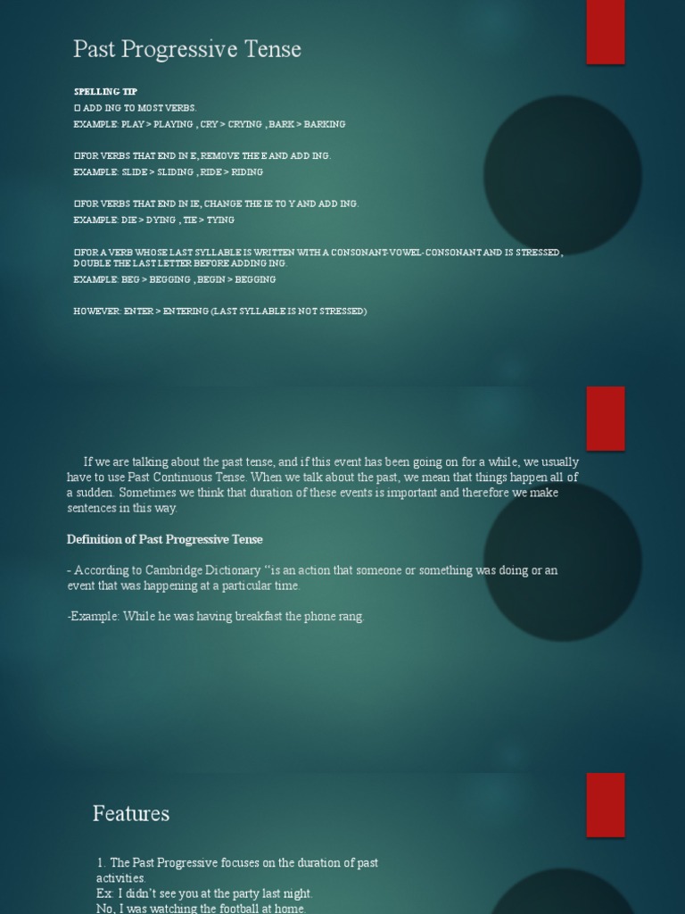 Past Progressive Tense | PDF | Grammatical Tense | Verb