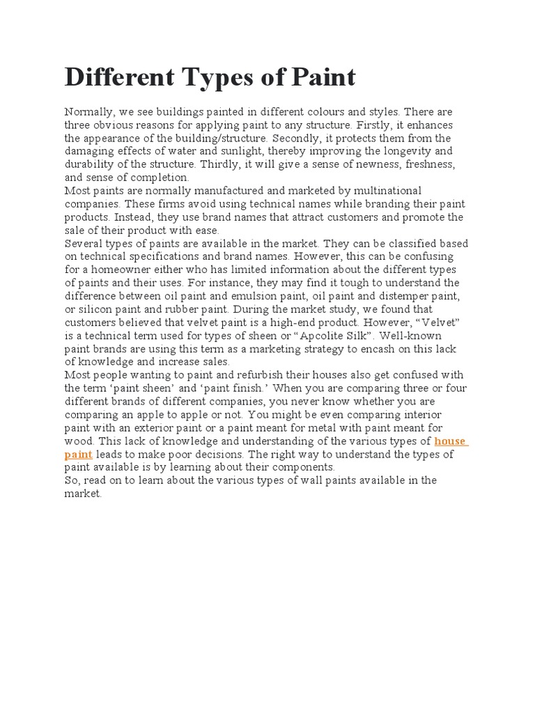 Types of Paint PDF Paint Epoxy