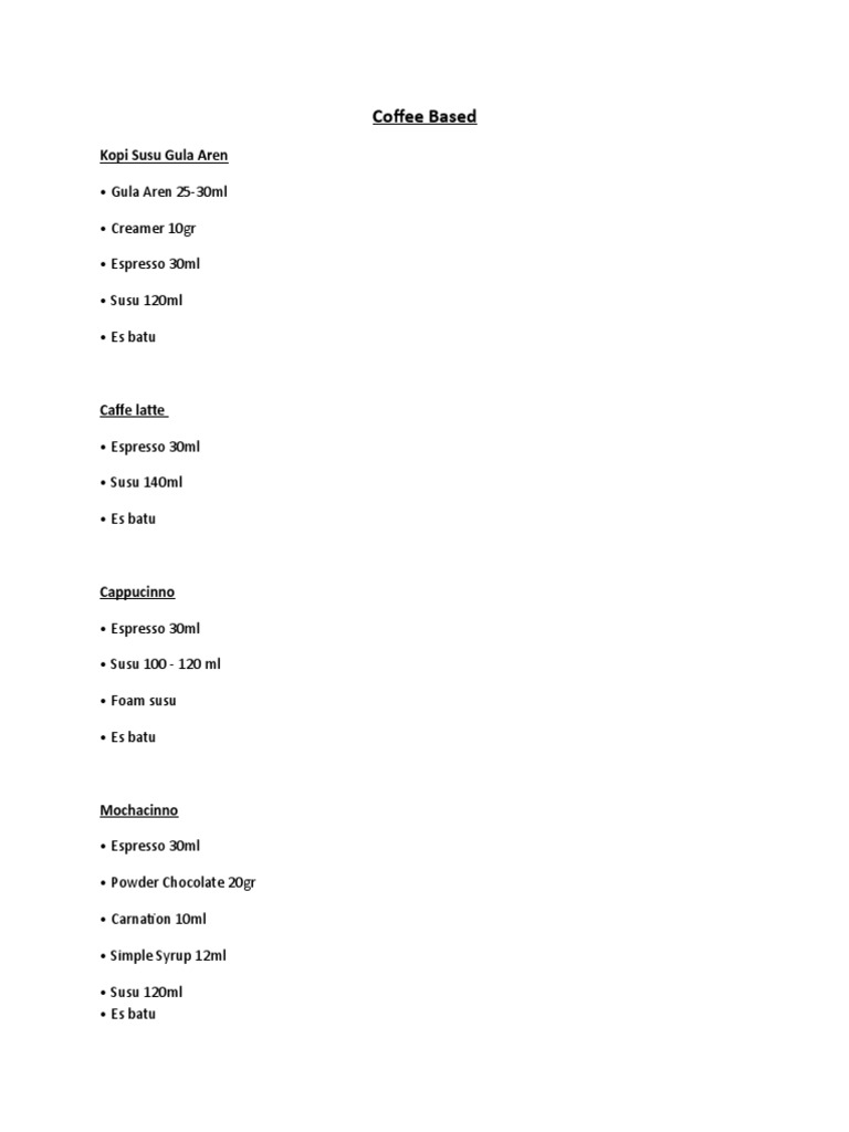 Iced Coffee & Non-Coffee Recipes | PDF