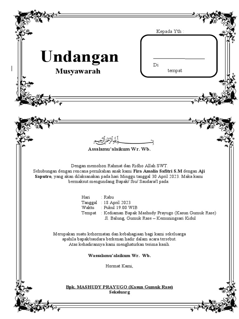 Undangan Walimatul Ursy Yang Bisa Di Edit Format Word Doc4 PDF