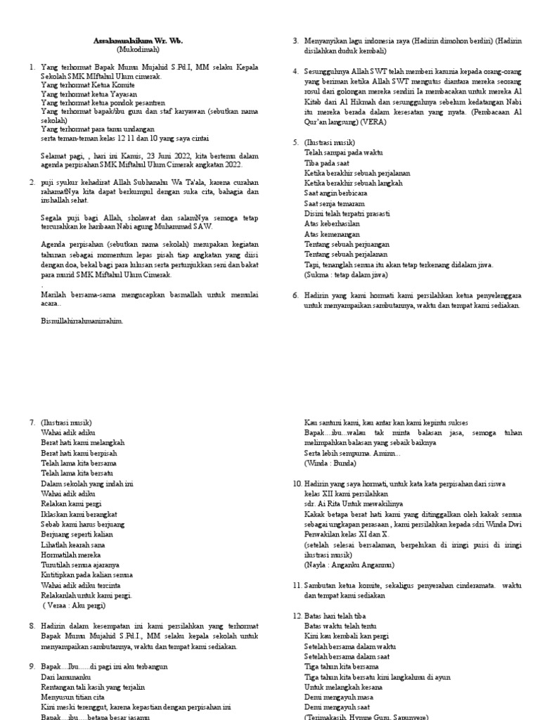 Naskah Mc Perpisahan Pdf