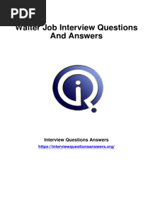 1835 Waiter Interview Questions Answers Guide