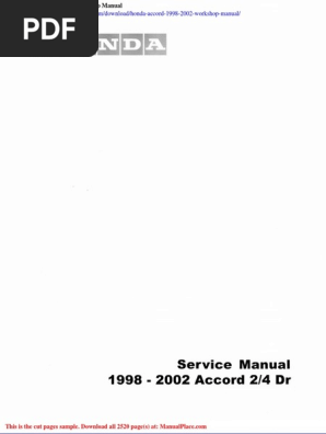 1998-2002 Honda Accord Service Manual | PDF | Airbag | Seat Belt