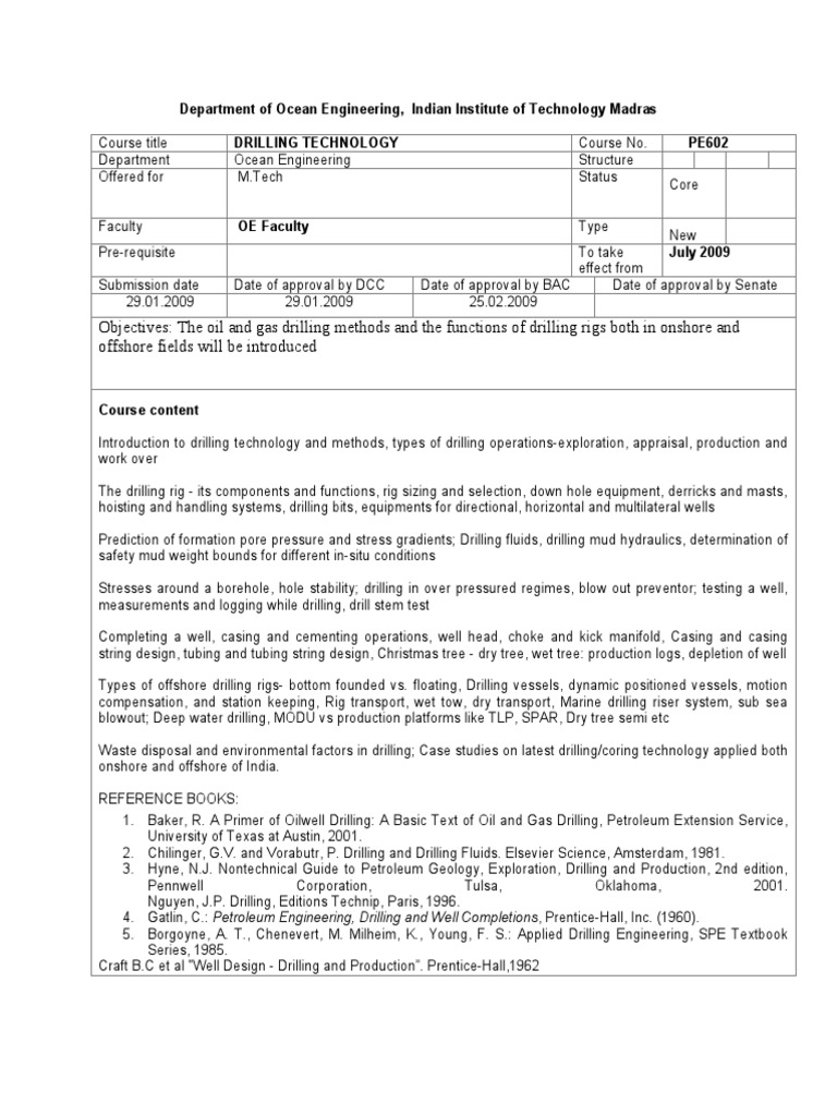 Drilling Technology Course Overview | PDF | Oil Well | Drilling Rig