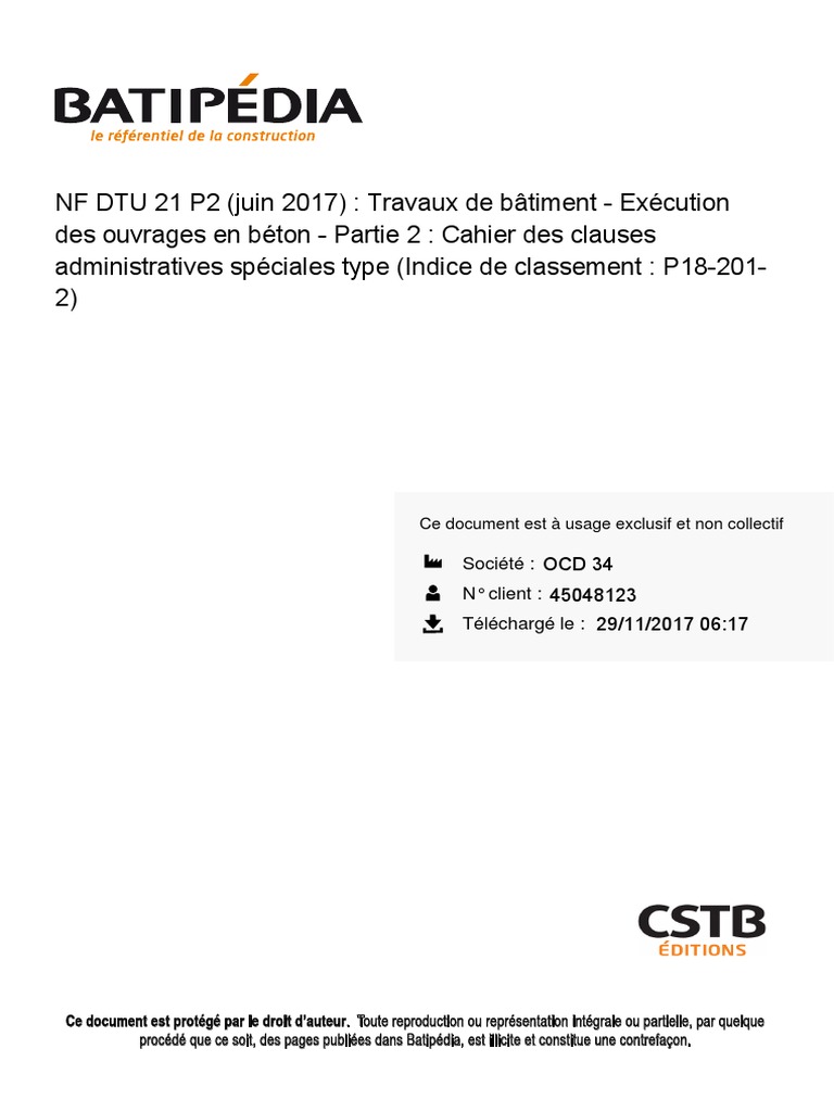 Clauses Administratives NF DTU 21 P2 | PDF | Code de la construction et ...