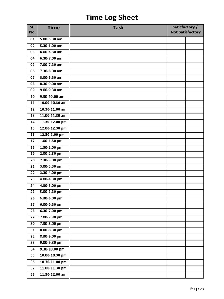 Time Log Sheet | PDF