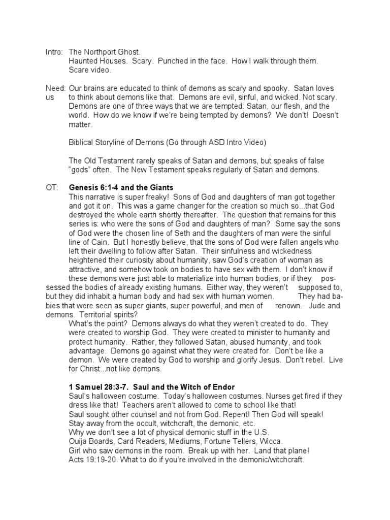 5 Demons Outline | Download Free PDF | Demons | Satan