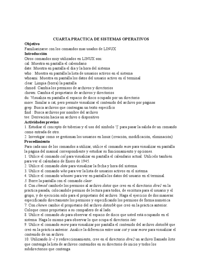 Comandos Esenciales de Linux para Principiantes | PDF | Archivo de ...