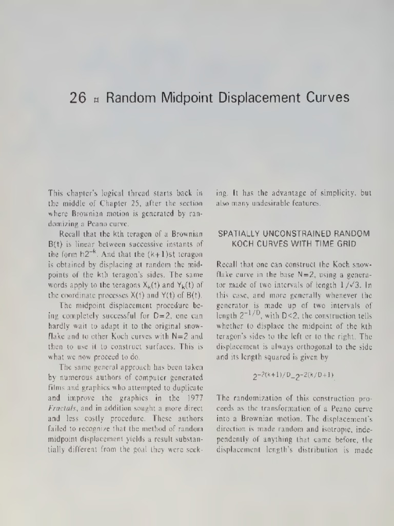 Random Midpoint Displacement Curves | PDF | Fractal | Curve