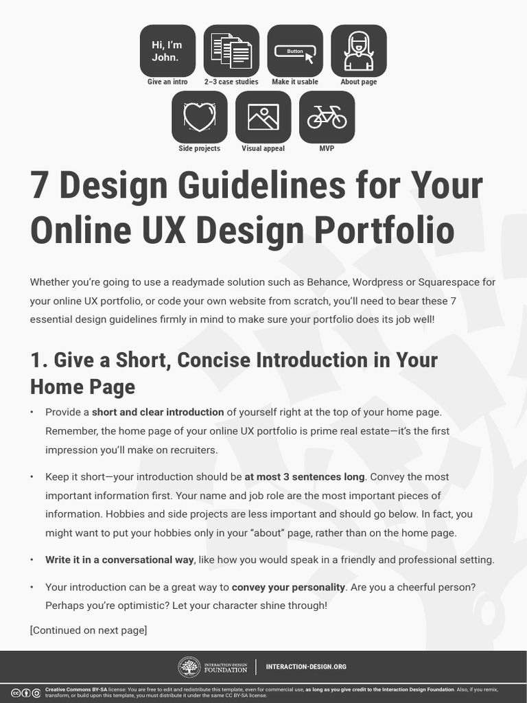 7 Design Guidelines For Your Online Ux Design Portfolio | PDF ...