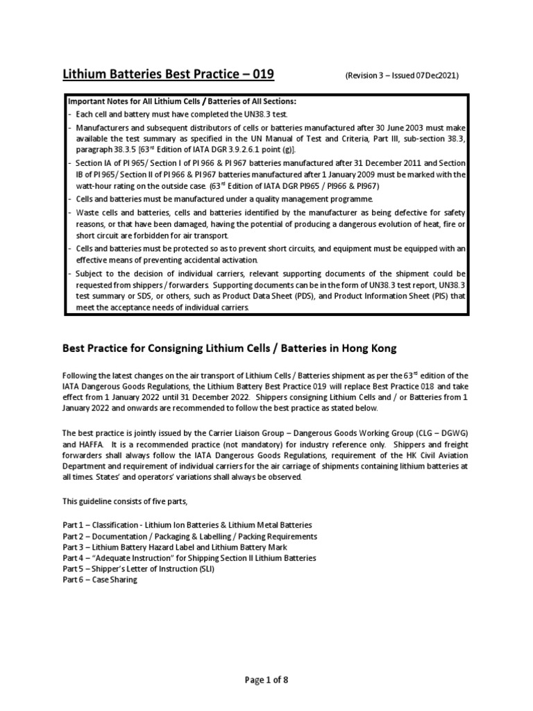 Best Practices for Shipping Lithium Batteries | PDF | Dangerous Goods ...