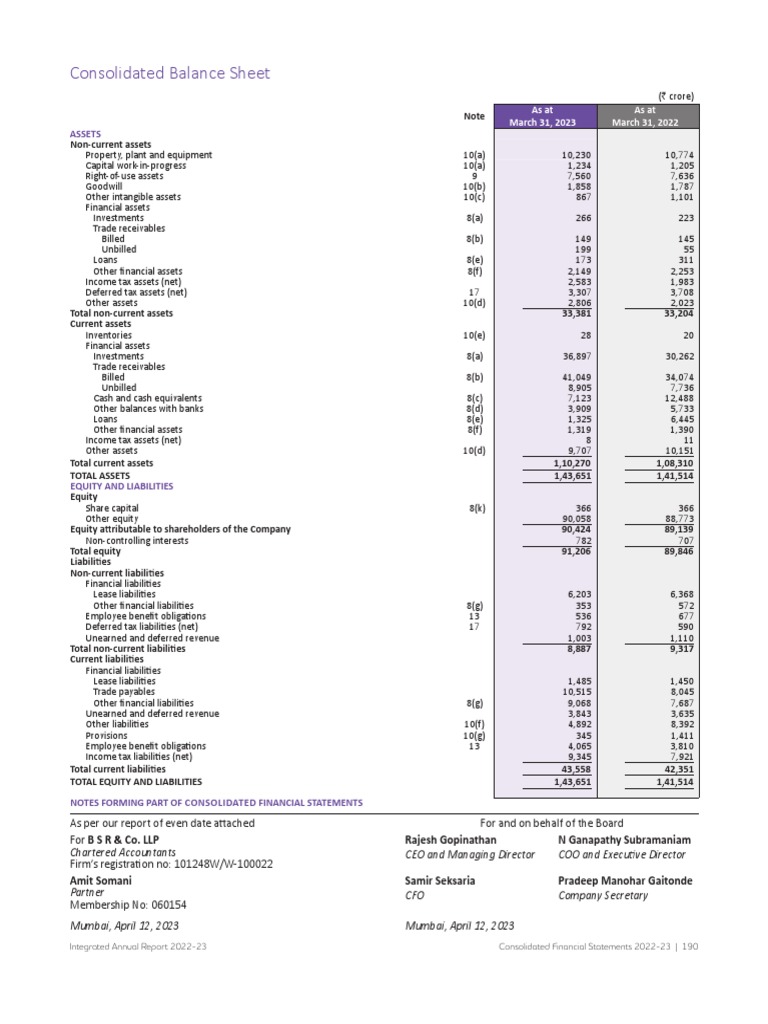 TCS Annual Report 2023 Pages 191 196 PDF Expense Equity (Finance)