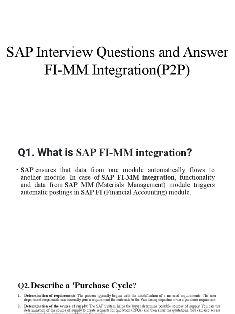 SAP P2P Interview Questions Guide | PDF | Procurement | Invoice