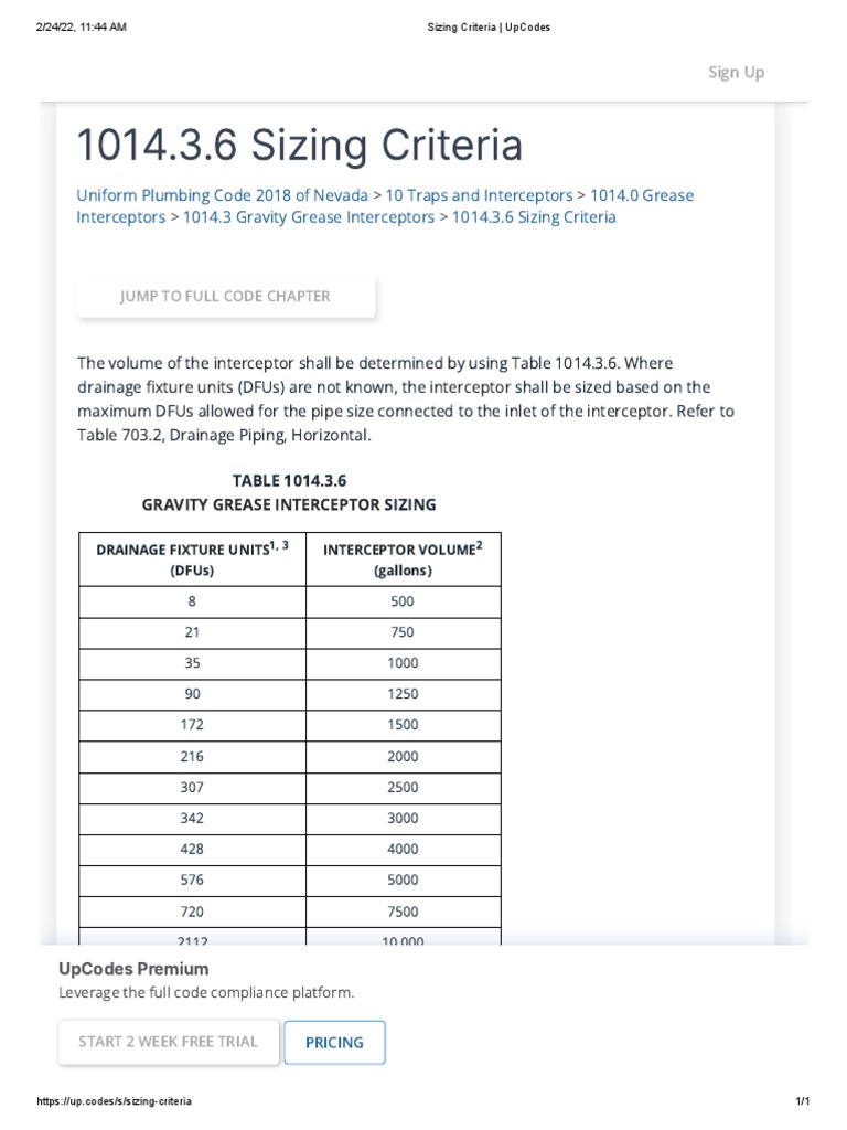 Grease Interceptor Sizing Guidelines | PDF
