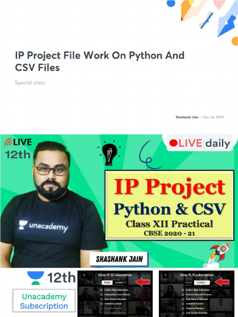IP Project File Work On Python and CSV Files No Anno | PDF