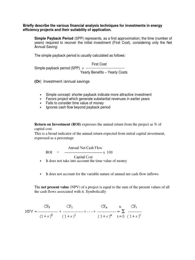 Financial Analysis Techniques | PDF | Net Present Value | Internal Rate ...